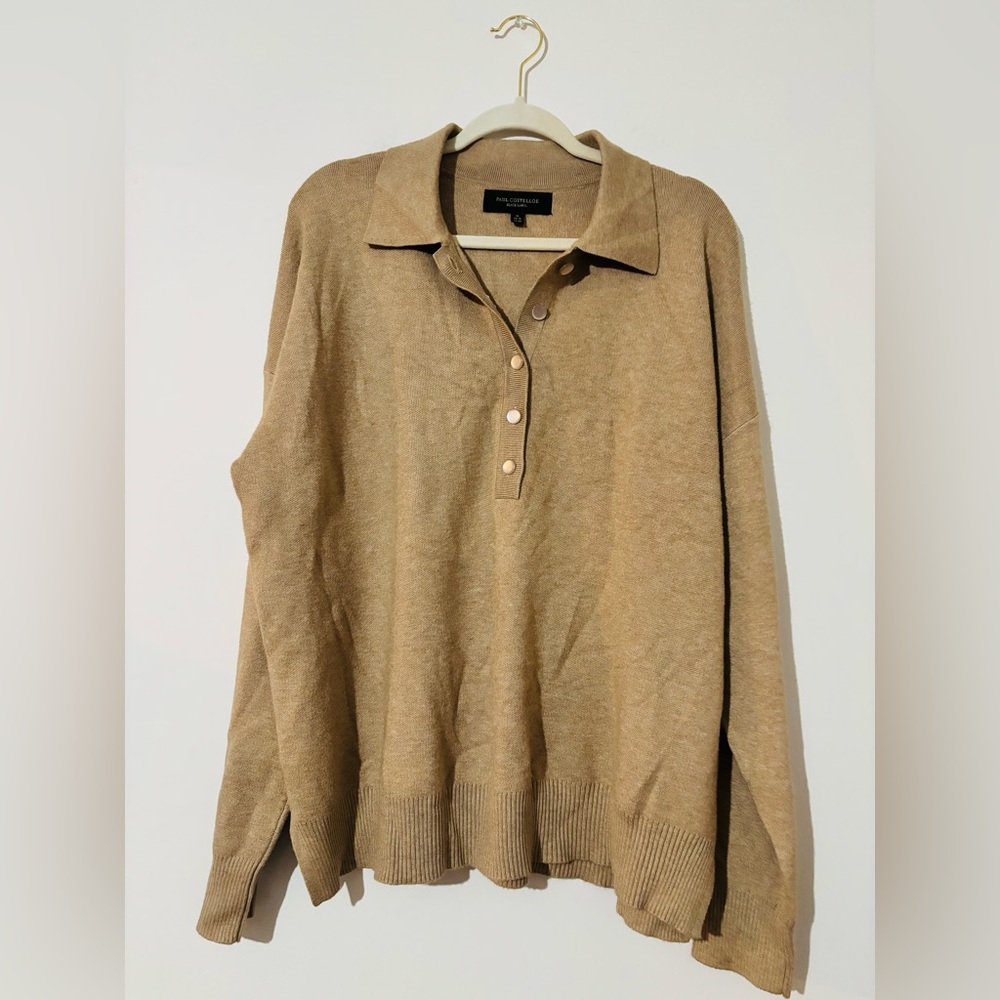 Paul Costelloe Elegant Tan Button Down Shirt for Women